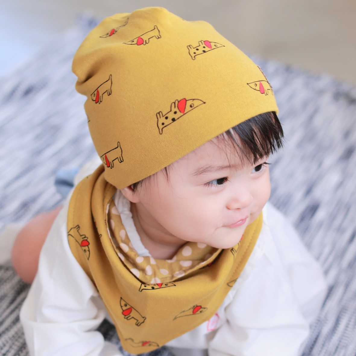 韩国婴幼儿童全棉套头帽包头帽子