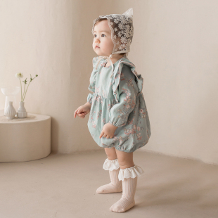 Y545韩国进口宫廷风女宝宝连身哈衣爬服公主裙婴儿童百天周岁礼服