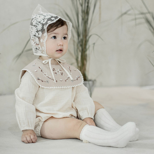 Y680韩国进口女宝宝全棉连身哈衣爬服公主裙婴儿童装百天周岁礼服