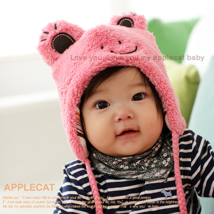 3698韩国进口Applecat可爱兔婴儿童帽子男女宝宝冬加绒护耳帽围巾