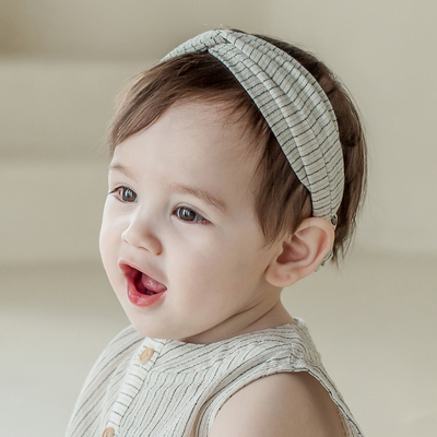 F383韩国进口3-12个月男女宝宝护囟门发带婴幼儿童包头巾百天配饰