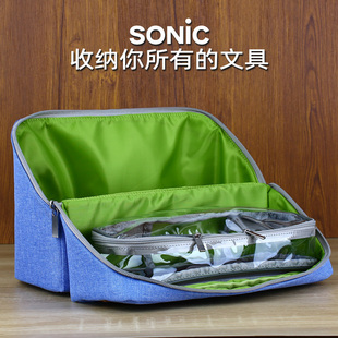日本SONIC索尼克文具收纳包学生多功能整理包桌面整理包内有笔袋