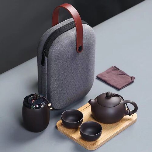 紫砂功夫旅行茶具套装便携包式一壶二四杯泡茶壶企业节日户外茶配