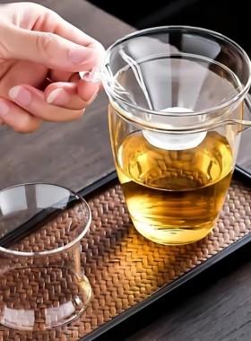 透明玻璃茶漏过滤细网茶滤功夫茶具创意茶道泡茶器耐热玻璃滤茶器