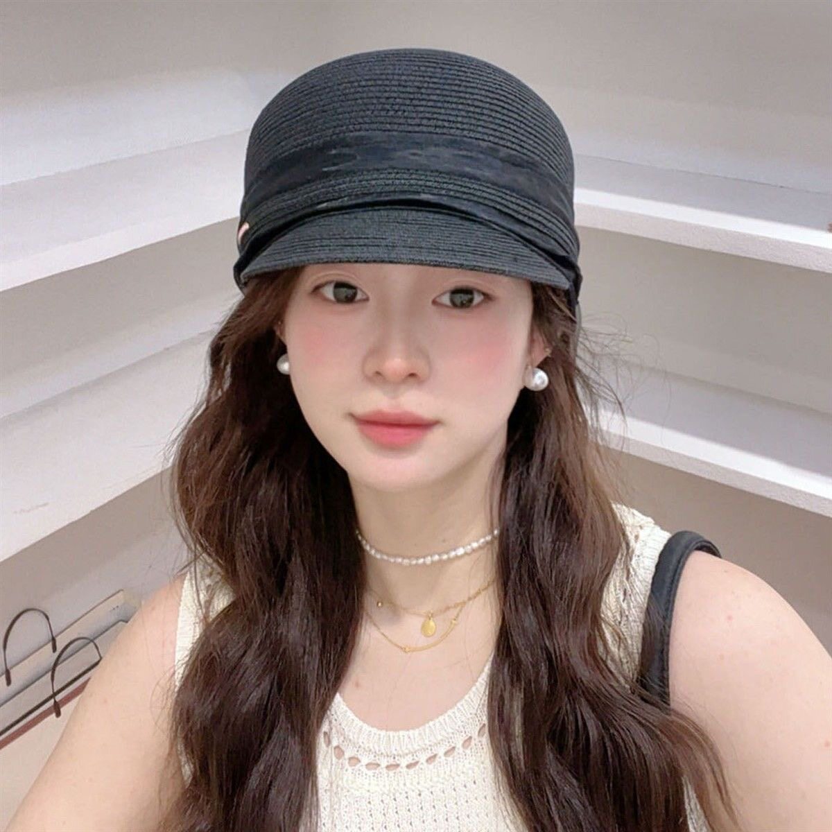 春夏日系CL4家柯根纱大蝴蝶结马术帽棒球帽时装草帽子女出游逛街