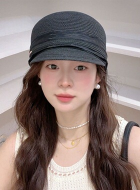 春夏日系CL4家柯根纱大蝴蝶结马术帽棒球帽时装草帽子女出游逛街