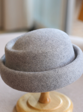 日系复古羊毛贝雷帽女秋冬法式优雅卷边小礼帽保暖显脸小百搭逛街