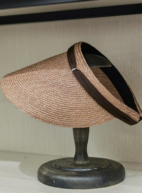 春夏日本款CL4家细麦草空顶帽防晒沙滩宽沿休闲日搭时装草帽子