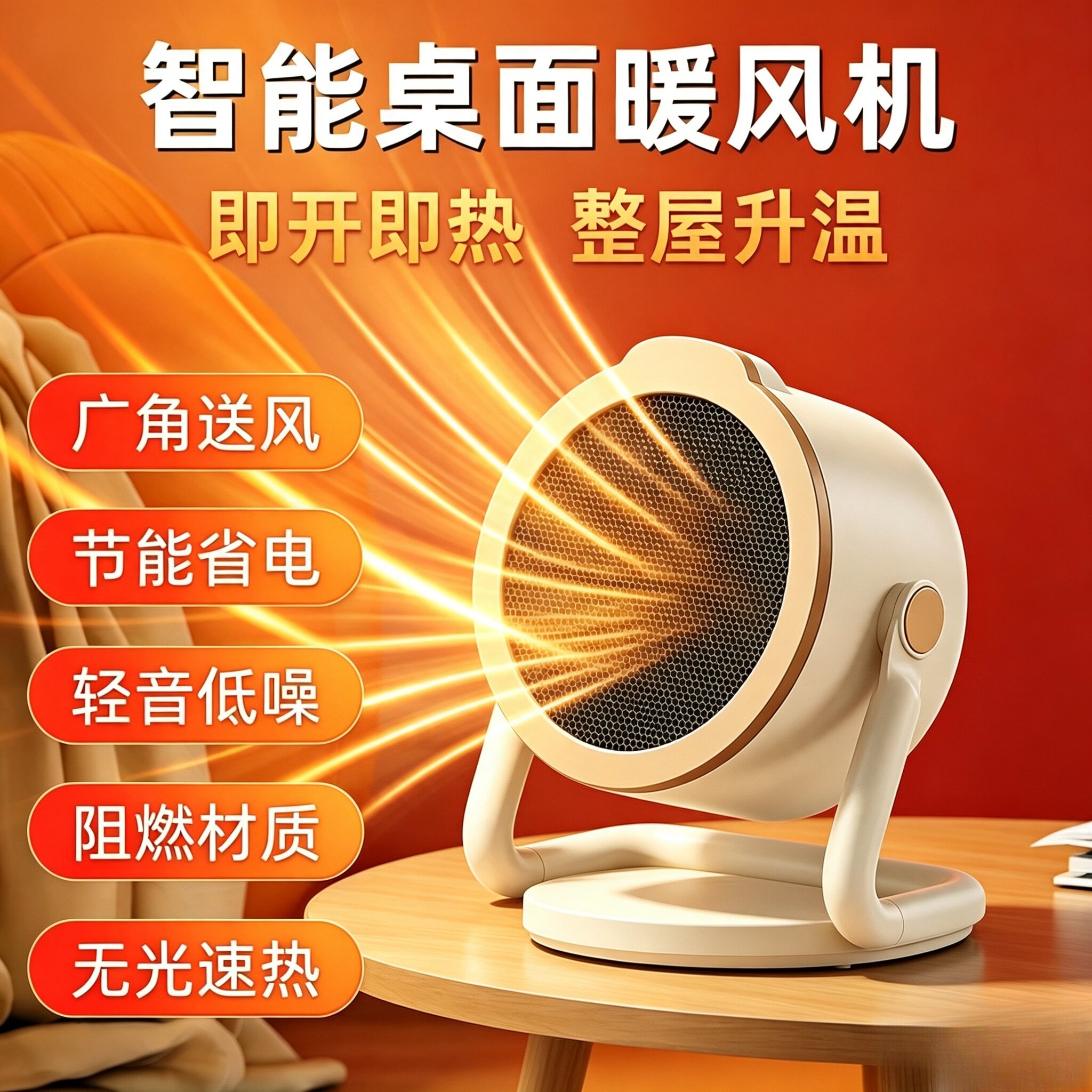 2026新款暖风机办公室小型桌面迷你电暖器石墨烯取暖器家用小太阳
