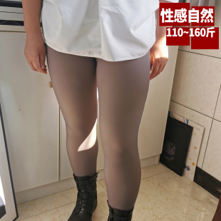 秋冬款 不掉档弹力显瘦踩脚加绒加厚透肤光腿神器150斤 胖mm打底裤