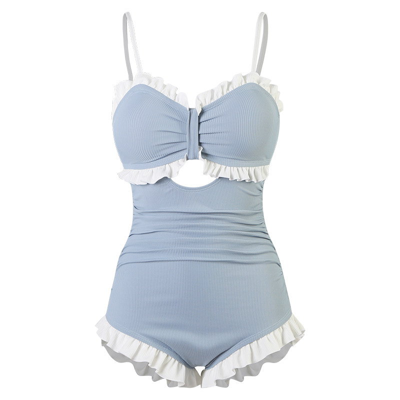 韩性感泳衣女夏cos新款日系死水库连体三角露背温泉显瘦遮肚泳装