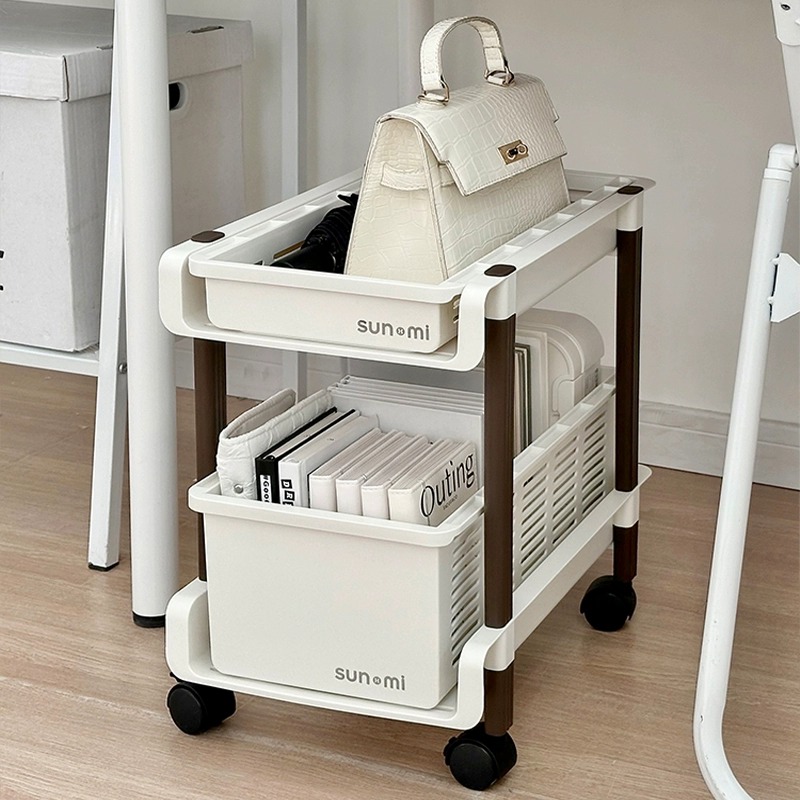 桌下书包置物架带轮可移动书架办公室零食杂物收纳桌边落地小推车,收纳整理,整理架/置物架/收纳架,淘宝优惠券,粉丝福利购,淘宝优惠卷