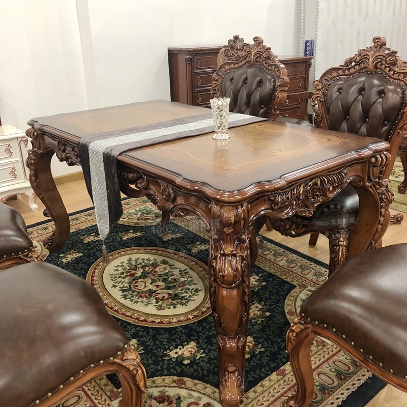 歐式長餐桌實木西餐桌椅壹桌6椅高檔深色飯桌餐廳家具C011在類目 住宅傢俱, 桌類, 餐桌中 - 來自Buy2taobao.com提供專業的淘寶代購服務