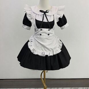 收腰蓬蓬连衣短裙套装 设计感 甜美纯欲风飞飞袖 洛丽塔COS服女仆装