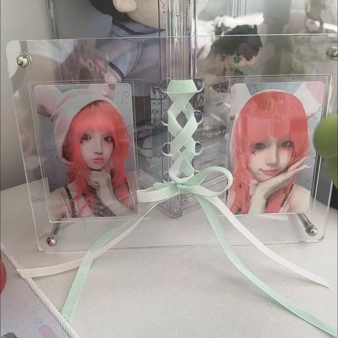 拍立得3寸4寸5寸照片情侣相框桌面摆件凹槽明星收纳亚克力展示架