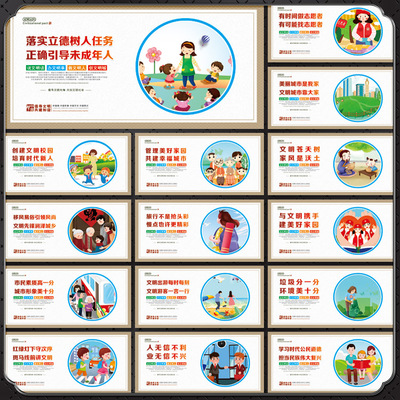 创建文明城市文化墙画宣传图片墙绘图展板海报CDR模板素材源文件