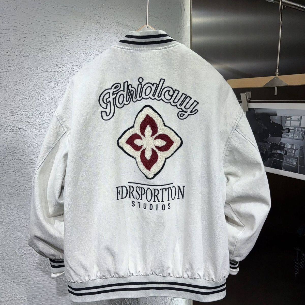 国潮高街字母刺绣撞色棒球服男女春秋新款初中高学生情侣夹克外套