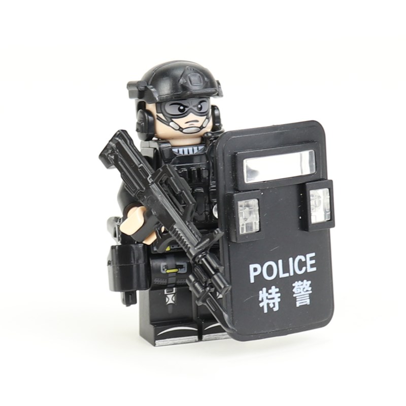 乐高军事特警飞虎队人仔特种兵武器moc防暴警察人偶积木拼装玩具
