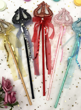 可爱恶魔叉儿童大人牛角叉蝴蝶结仙女棒魔法棒狂欢节日派对道具