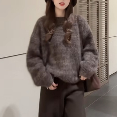 秋冬加厚保暖宽松慵懒风毛衣女