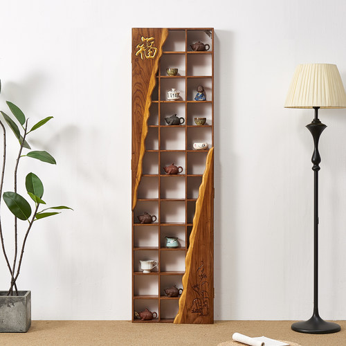 侘寂风博古架实木茶杯架