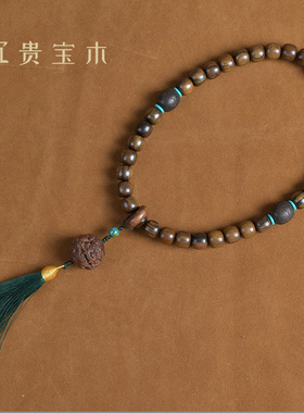 绿檀木DIY雕刻莲花香囊手链