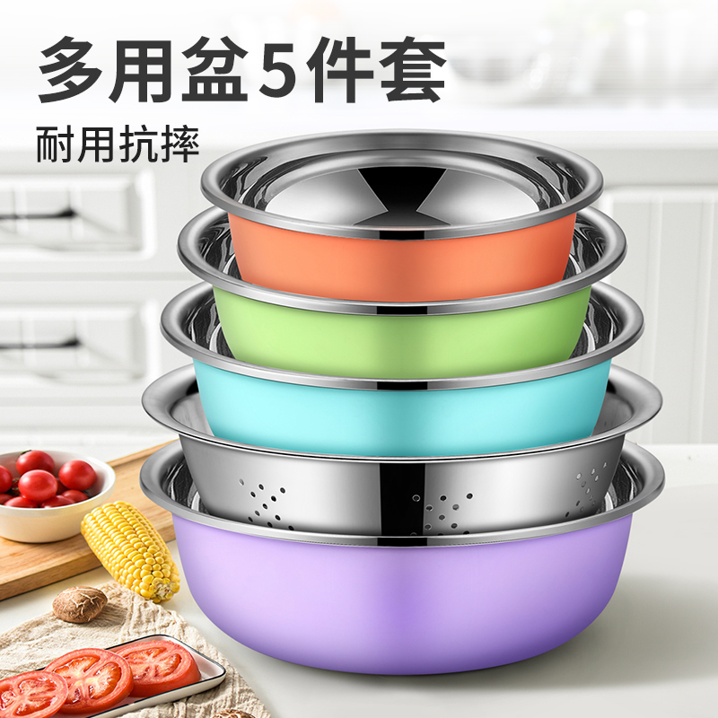 不锈钢盆洗菜盆家用打蛋盆和面盆漏盆圆形水果盆菜盆厨房盆子汤盆|ruв категории посуда, посуда, бассейн - от Buy2taobao.com для оказания профессиональной услуги покупки агента Taobao