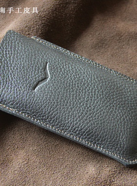 适用于iVERTU 5G手机套现货威图机缝硬壳杏灰色纬图VERTU手机包纬图Vertu手机壳威图手机壳头层牛皮手工定做