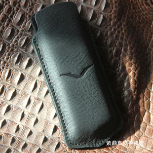 适用于Vertu威图总裁签名版 通用皮套手机套保护套牛皮真皮星座赛道TOUCH全系定制简约黑色商务直板手机壳手工