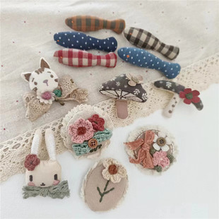 跨境热销新手工制作棉麻布艺文艺小清新百搭韩版 胸针兔子狐狸小鱼