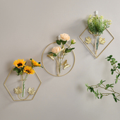 北欧铁艺墙面壁挂花挂件创意客厅墙壁装 饰品免打孔墙上植物挂饰