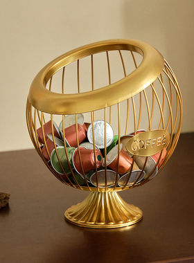 欧式斜口收纳篮咖啡大小胶囊奶球糖收纳架储放黑色创意水果不锈架