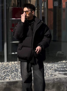 港风加厚保暖羽绒棉面包服男款