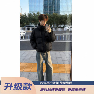 美式新款冬装加厚羽绒棉服青少年纯色休闲大码男装外套韩版面包服