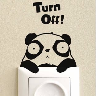 大眼睛熊猫 创意可爱开关贴 搞笑趣味卡通儿童房装饰墙贴纸壁贴