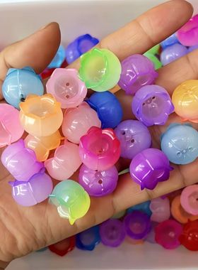18/24mm新款双色果冻渐变铃兰花花瓣拇指花瓶底座diy手工饰品材料