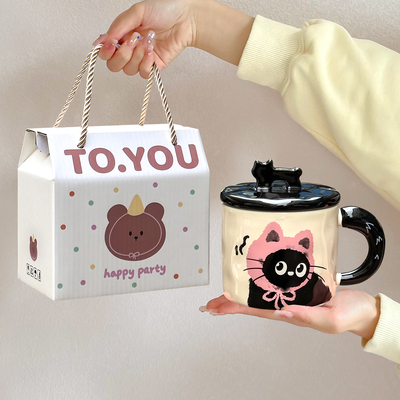 送闺蜜可爱猫猫生日礼物女生小众高级感精致礼品女孩实用陶瓷水杯