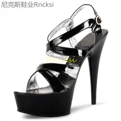 百搭细跟高跟女鞋防水台2024新款春夏季一字带凉鞋恨天高15CM20CM