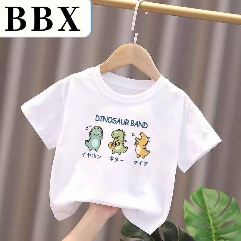 儿童短袖t恤a类白色纯棉恐龙上衣男女童夏季宝宝宽松打底衫童装潮