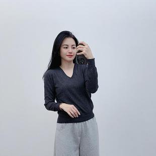 套头打底衫 秋冬保暖鸡心领长袖 针织薄毛衣 羊毛系列款 品牌男装