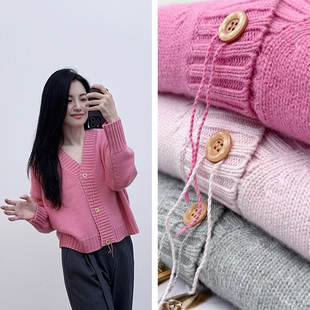 绝美！称之为羊毛厚外套典范~韩版慵懒宽松遮肉极简毛衣开衫女