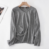 国产绒特价 毛衣女 针织衫 秋冬保暖100山羊绒V领套头长袖 打底衫