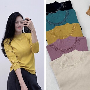 薄毛衣针织衫 打底衫 52%桑蚕丝48%棉春秋半高领长袖 巨好穿不挑人