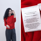 100美丽诺羊毛小马针织开衫 六六自留新年装 ～超正中国红 外套