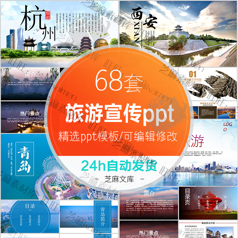 旅游行业ppt模板 旅行相册城市宣传策划图册景点介绍动态相册