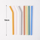 18cm玻璃吸管弯曲食品级高硼硅耐高温水杯子配件饮管透明彩色吸管