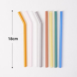 18cm玻璃吸管弯曲食品级高硼硅耐高温水杯子配件饮管透明彩色吸管