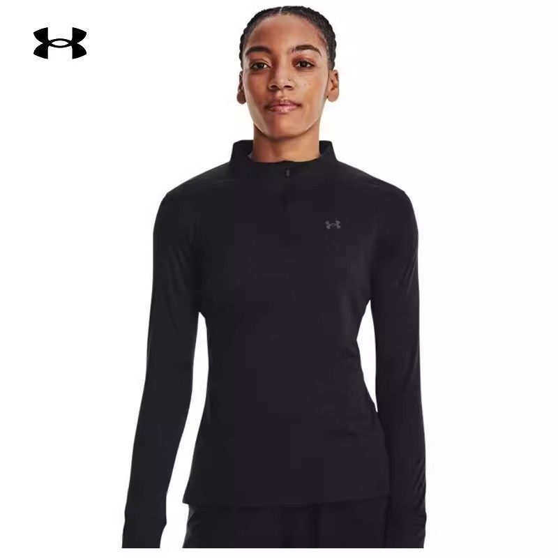 安德玛UA Iso-Chill女士上衣1/4拉链跑步运动长袖T恤1378707