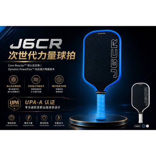 Honolulu匹克球官方正品J6CR蓝晶耐久表面匹克球拍高端专业球拍