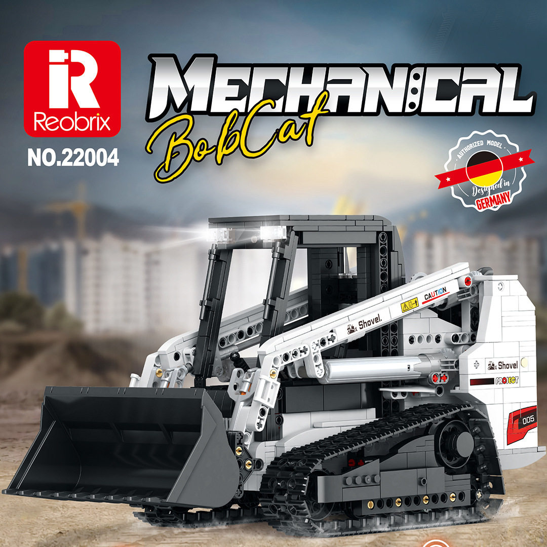 臻砖reobrix22004山猫装载机国产积木遥控工程车拼装模型益智玩具